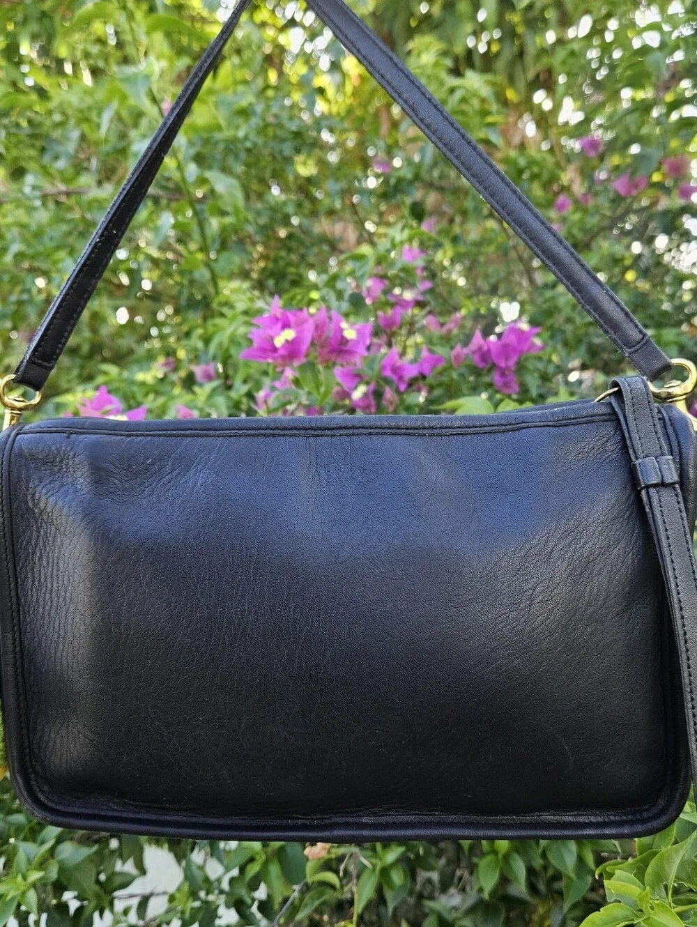 Vintage Coach 9455 Basic Bag Black Leather Crossbody Hangtag Costa Rica